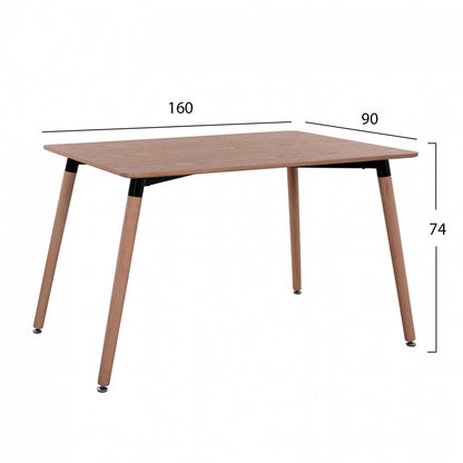 Set Dining Table 5 Pieces Table 160x90 & Armahcir Velvet Grey Hm11347.01