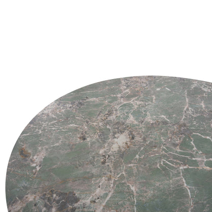 Indoor Dining Set 5pcs Zod Hm21045 Round Table With Ceramic Top-4 Armchairs In Petrol Green