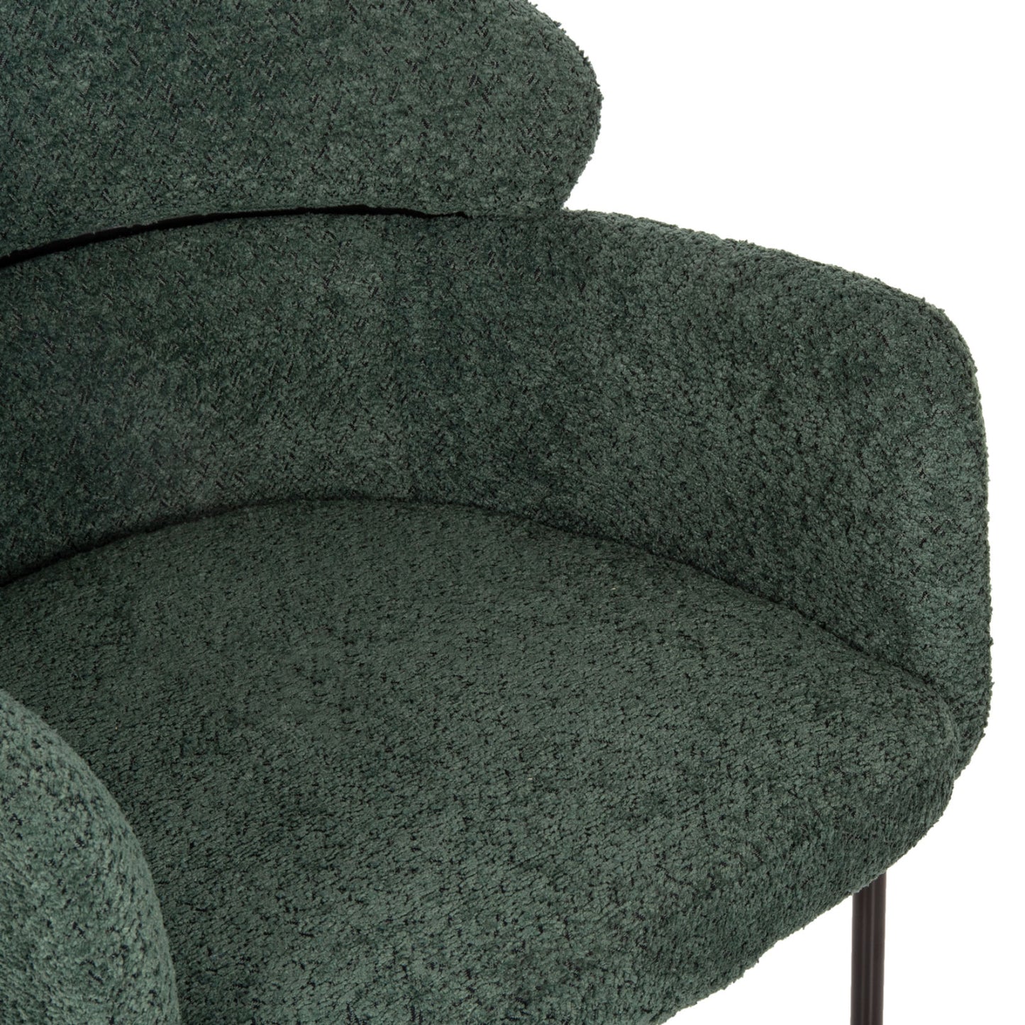 Indoor Dining Set 5pcs Zod Hm21045 Round Table With Ceramic Top-4 Armchairs In Petrol Green