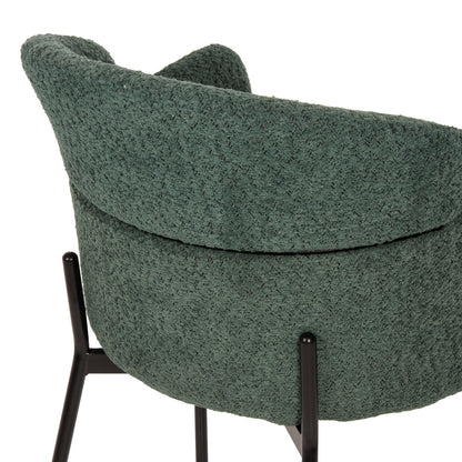 Indoor Dining Set 5pcs Zod Hm21045 Round Table With Ceramic Top-4 Armchairs In Petrol Green