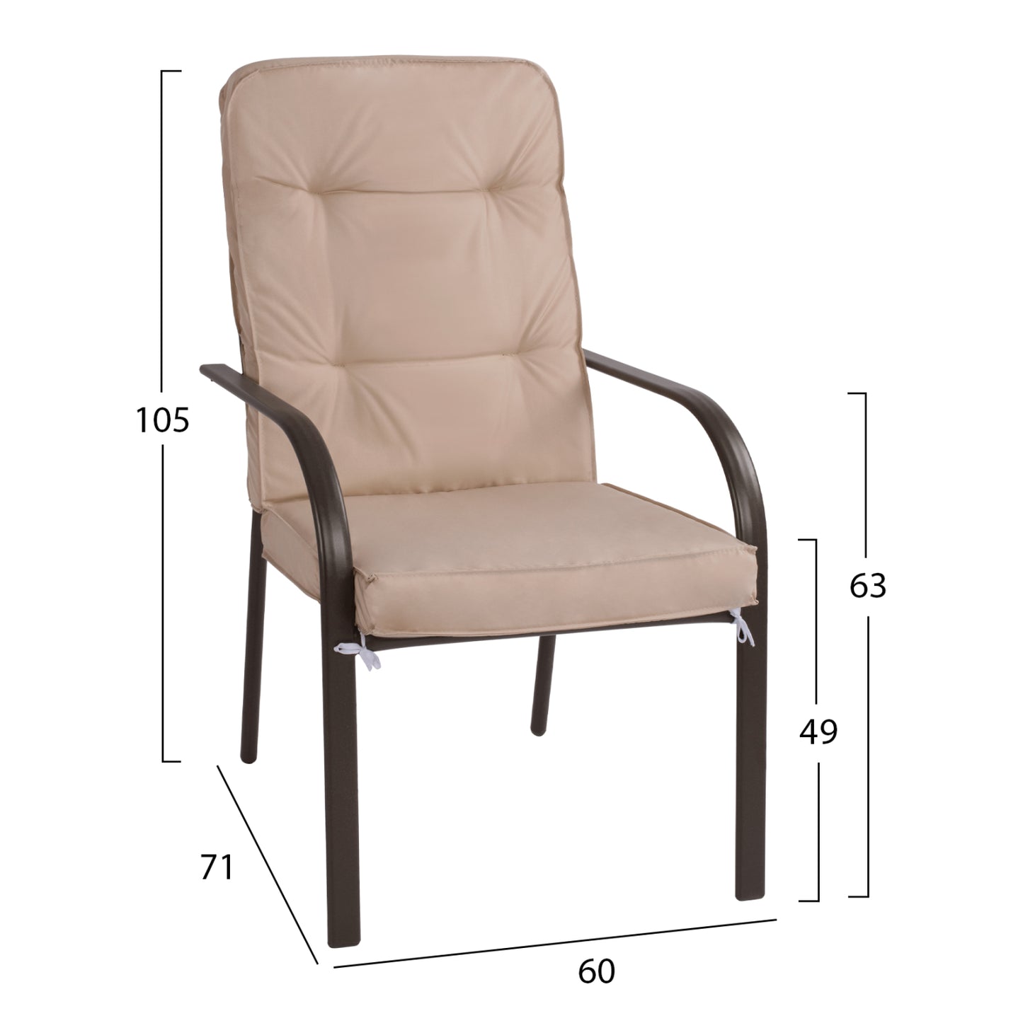 Outdoor Dining Set 5pcs Endika Hm10562.02 Metallic 5pcs Brown-beige