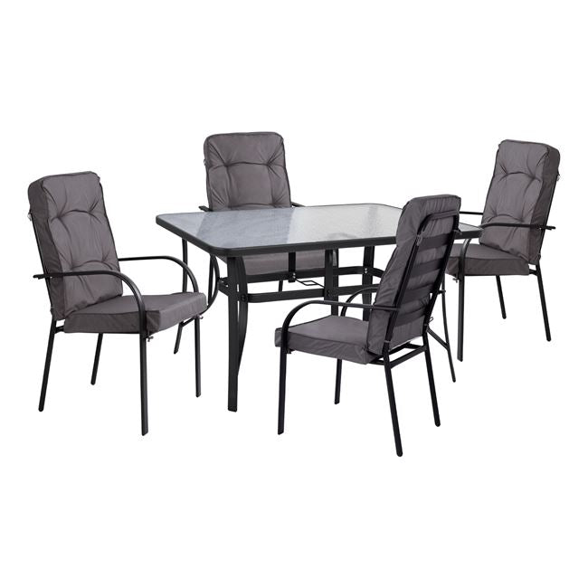 Set Dining Table 5pieces Hm10562.01 With Table 150x90x72cm From Metal Grey