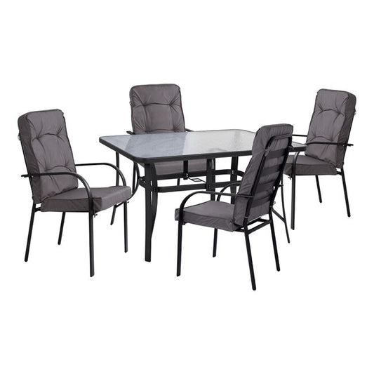 Set Dining Table 5pieces Hm10562.01 With Table 150x90x72cm From Metal Grey