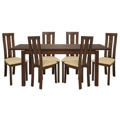 Set Dining Table 7 Pieces Opening & Chair Walnut Color Hm10090