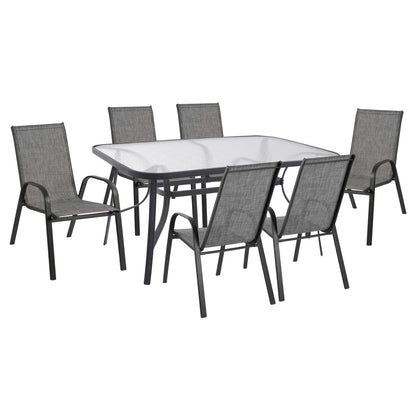 Set Dining Table 7 Pieces 160x90 Bruno & 6 Leon Armchair Hm5206.01
