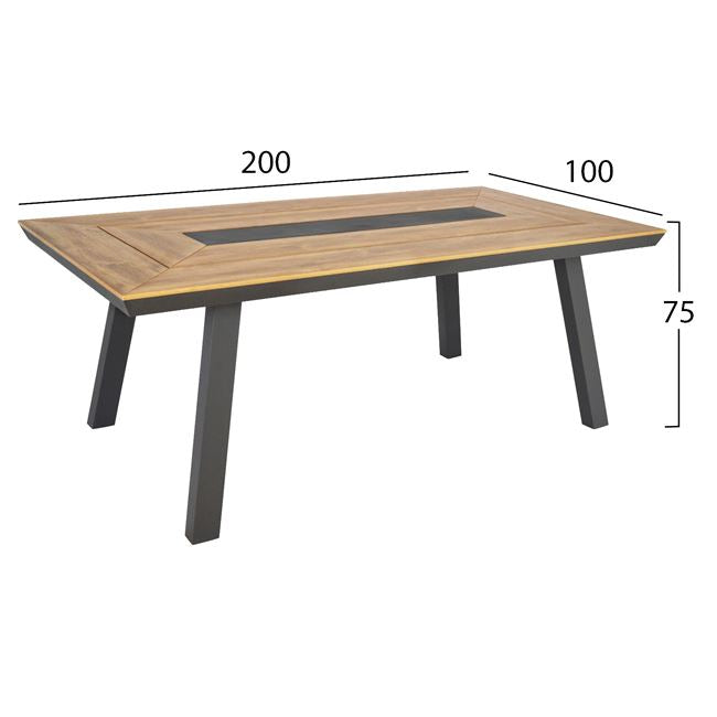 Set Dining Table 7pieces Aluminum In Grey Color Hm5233.02