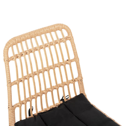 Outdoor Dining Set 7pcs Allegra Hm10495 Wicker In Beige-metal In Black