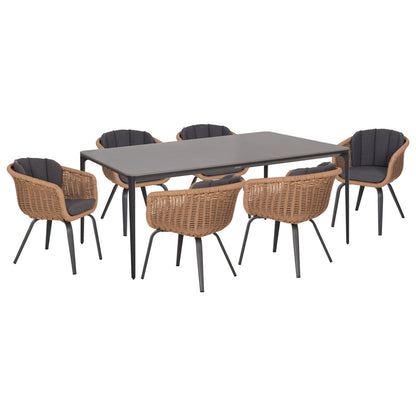 Outdoor Dining Set 7pcs Victus Hm10862.01 Grey Aluminum-sintered Stone-olefin--wicker