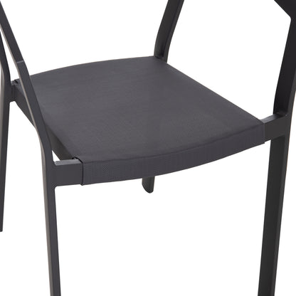 Outdoor Dining Set 7pcs Miri Hm10875.01 Grey Metal Table--aluminum Chairs