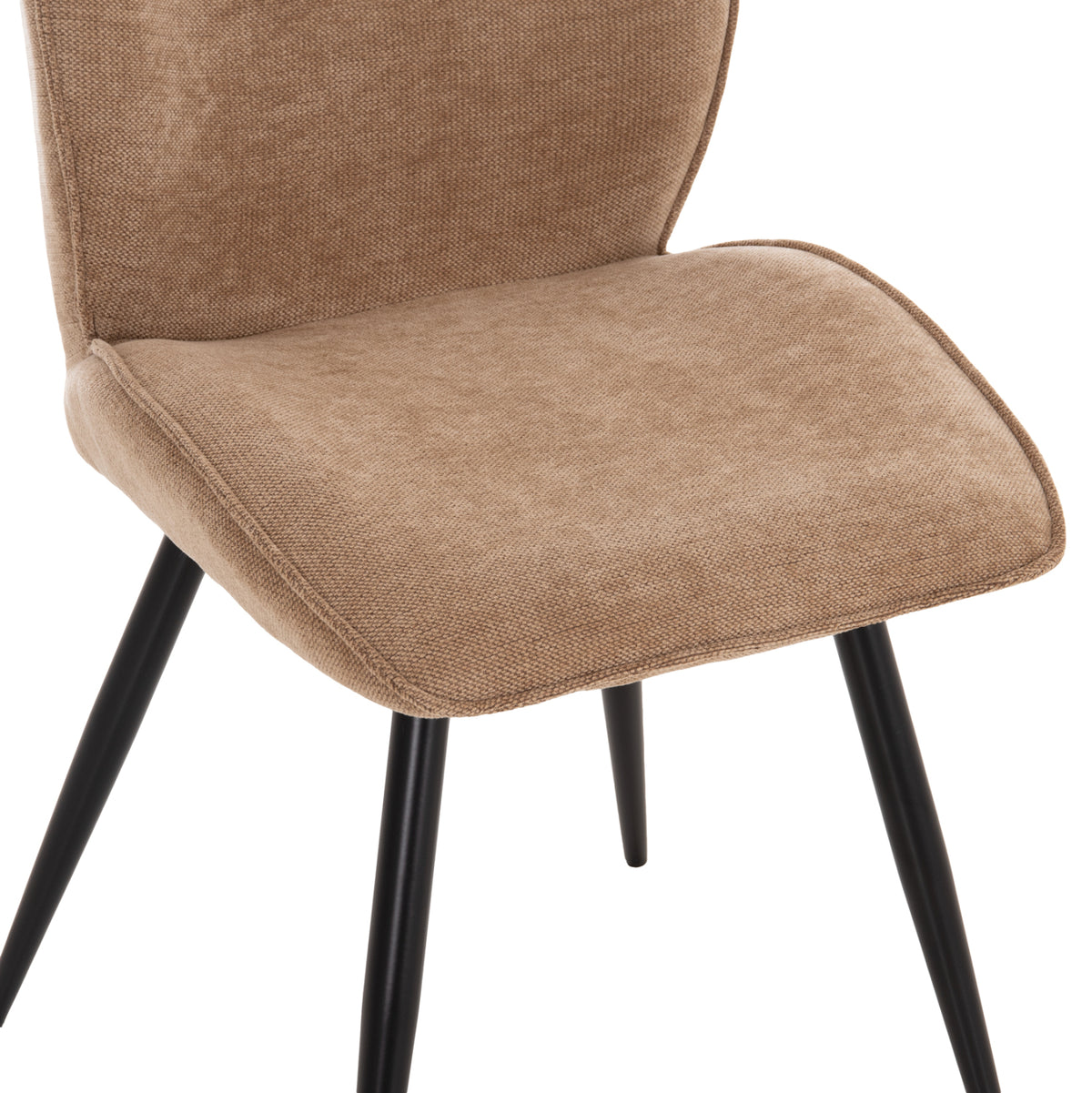 Dining Set 7pcs Gaff Hm10935.03 Mdf Top In Walnut--fabric In Taupe & Black Metal Legs