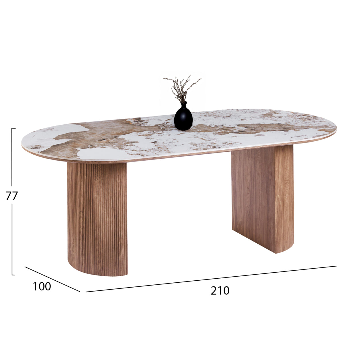 Dining Set 7pcs Drenny Hm11395.03 Ceramic Top In Pandora Color Scheme--chairs With Taupe Color Fabric