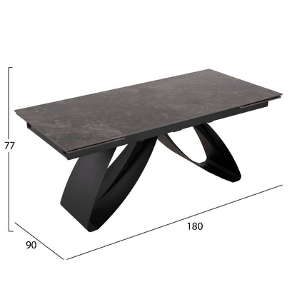 Indoor Sining Set 7pcs Tegatt ΗΜ21043 Expandable Table With 6 Armchairs In Grey Color