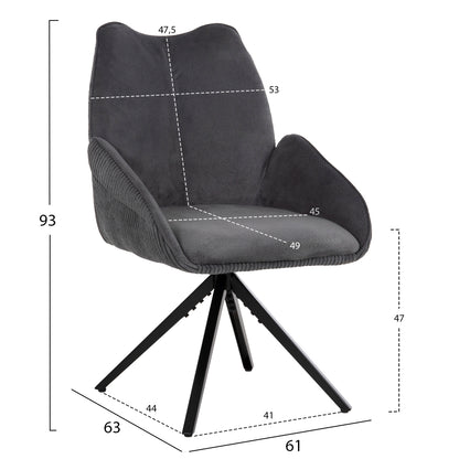 Indoor Sining Set 7pcs Tegatt ΗΜ21043 Expandable Table With 6 Armchairs In Grey Color