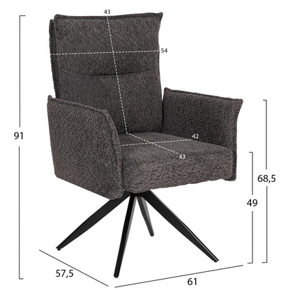 Indoor Dining Set 7pcs Rubby Hm21044 Table With Ceramic Top- 6 Armchairs In Grey Color