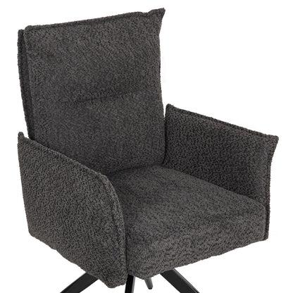 Indoor Dining Set 7pcs Rubby Hm21044 Table With Ceramic Top- 6 Armchairs In Grey Color