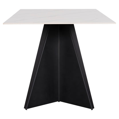 Indoor Dining Set 7pcs Pose Hm21046 Table With Ceramic Top- 6 Chairs In Ecru Color