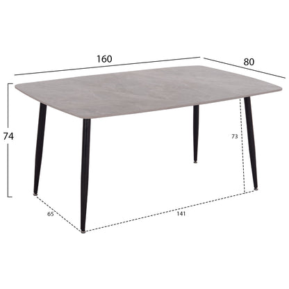 Dining Set 7pcs Raven Hm21070.03 Ceramic Top--4 Chairs & 2 Armchairs Grey