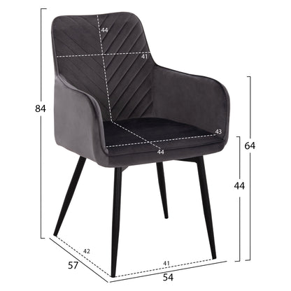 Dining Set 7pcs Raven Hm21070.03 Ceramic Top--4 Chairs & 2 Armchairs Grey