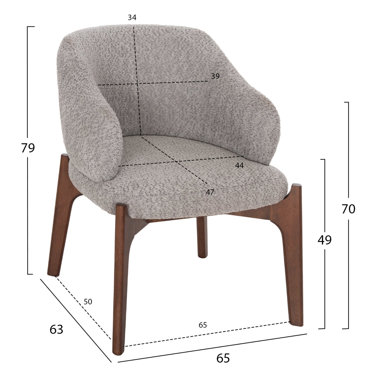 Dining Set 7pcs Abai Hm21338.02 Table Made Of Mdf--chairs With Boucle Fabric