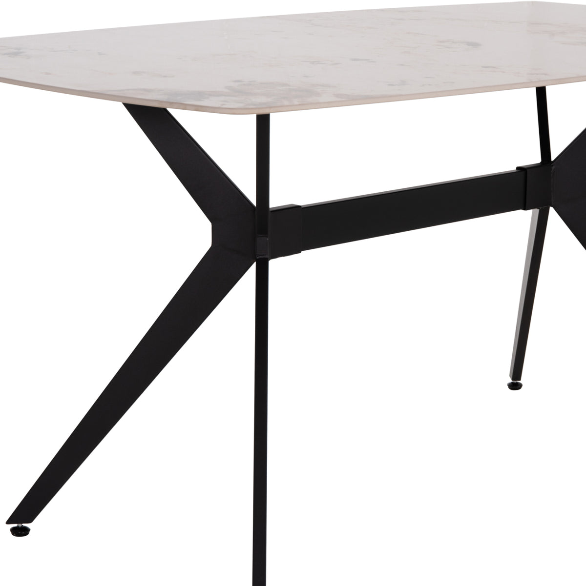 Dining Set 7pcs Aika Hm21364 Ceramic Top/metal Legs--pu In Grey/metal Legs