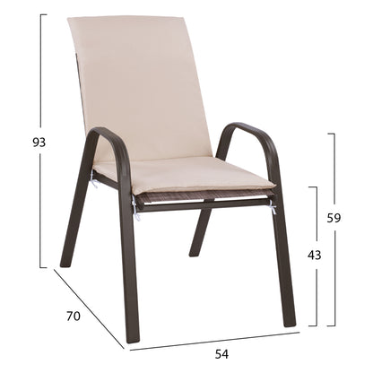 Set Dining Table 7 Pieces Chairs  With Pillow & Table 160x90 Hm10571.02 Brown