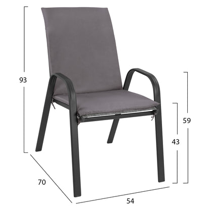 Set Dining Table 7 Pieces Chairs With Pillow & Table 150x90 Hm10572.01 Grey