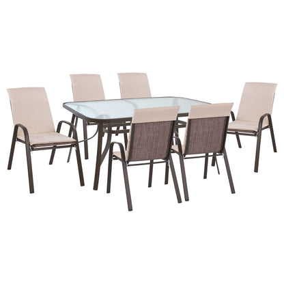 Set Dining Table 7 Pieces Chairs  With Pillow & Table 160x90 Hm10571.02 Brown