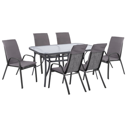 Set Dining Table 7 Pieces Chairs With Pillow & Table 150x90 Hm10572.01 Grey