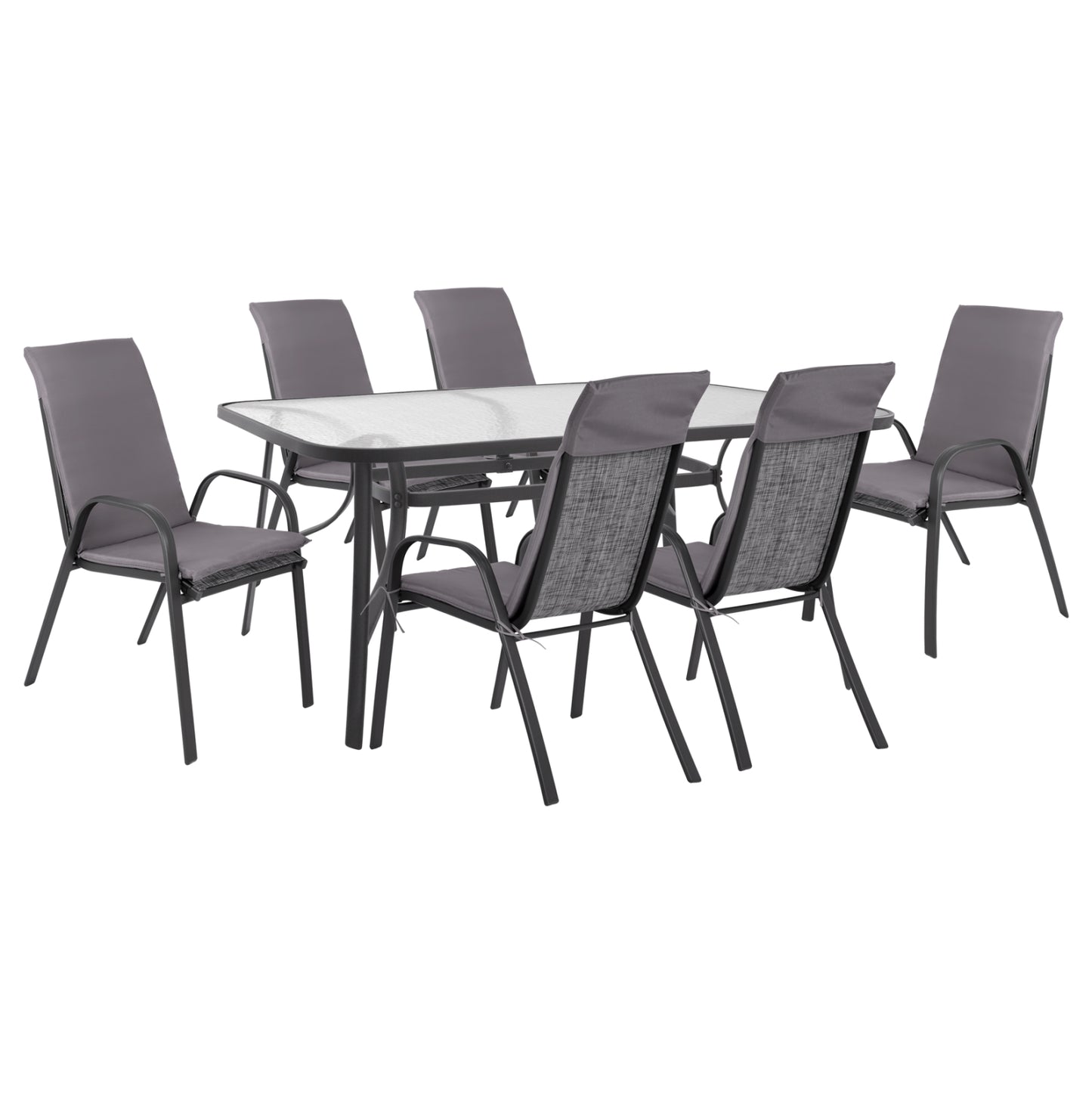 Set Dining Table 7 Pieces Chairs With Pillow & Table 160x90 Hm10571.01 Grey