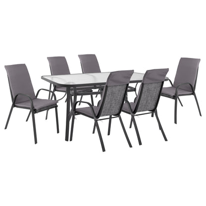 Set Dining Table 7 Pieces Chairs With Pillow & Table 160x90 Hm10571.01 Grey