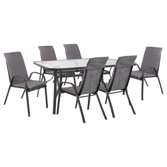 Set Dining Table 7 Pieces Chairs With Pillow & Table 160x90 Hm10571.01 Grey