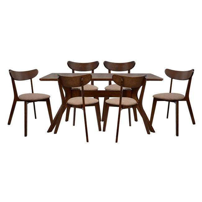 Set Dining Table 7 Pieces Walnut Table & Roselyn Chairs Hm10068