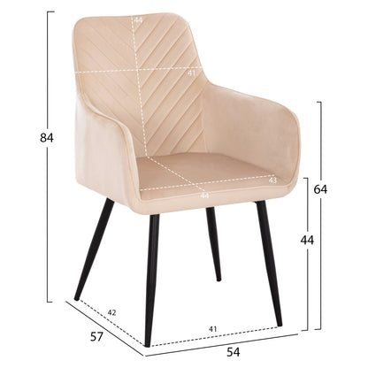 Dining Set 7pcs Raven Hm21070.01 Ceramic Top--4 Chairs & 2 Armchairs Ecru