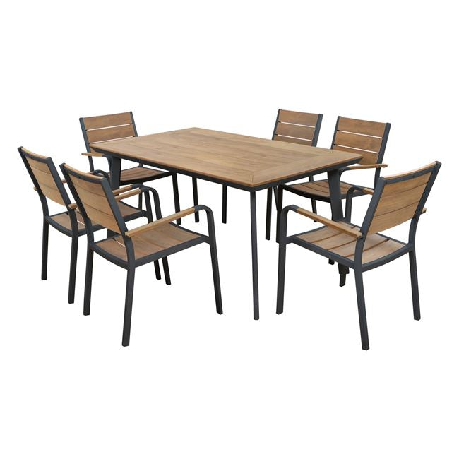 Set Dining Table 7pieces Grey Hm5240.02
