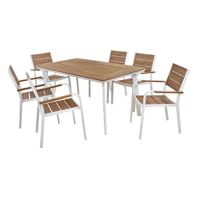 Set Dining Table 7pieces White Color Hm5240.01