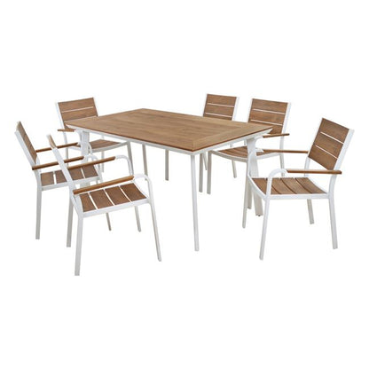 Set Dining Table 7pieces White Color Hm5240.01