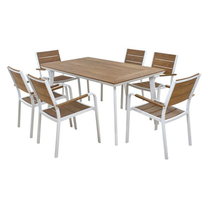 Set Dining Table 7pieces White Color Hm5240.01