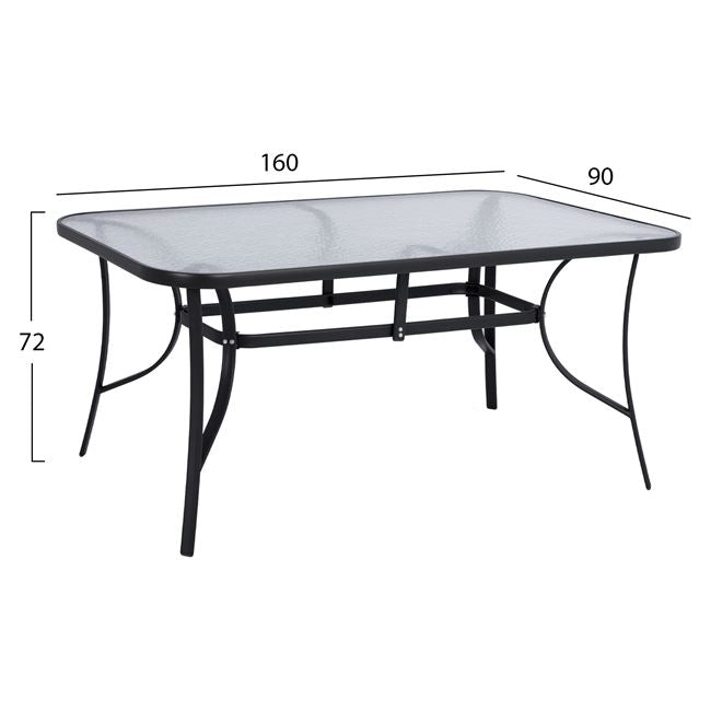 Set Dining Table 7 Pieces Hm10564.01 With Table 160x90x72cm From Grey Metal