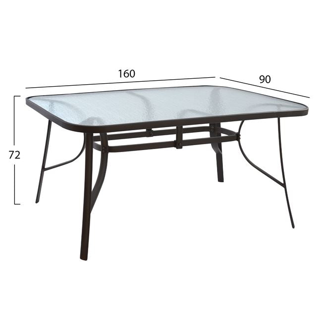 Set Dining Table 7 Pieces Hm10564.01 With Table 160x90x72cm From Brown Metal.