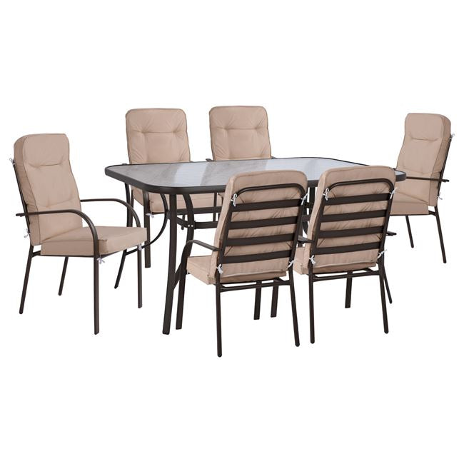 Set Dining Table 7 Pieces Hm10564.01 With Table 160x90x72cm From Brown Metal.