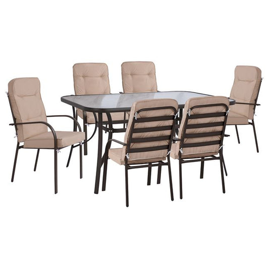 Set Dining Table 7 Pieces Hm10564.01 With Table 160x90x72cm From Brown Metal.