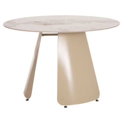 Dining Set 5pcs Sedar Hm10868 Round Dining Table & 4 Dining Chairs- Ecru