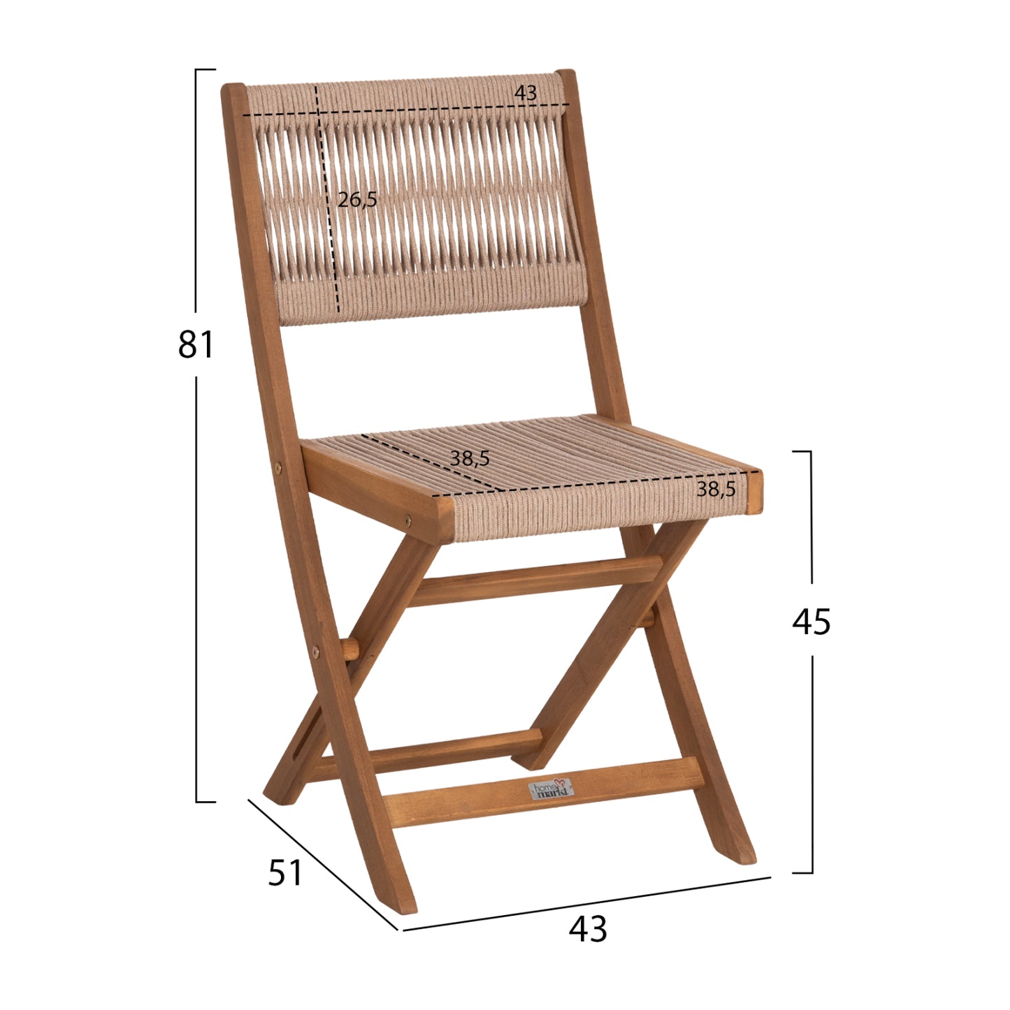 Outdoor Dining Set 3pcs Foldable Sigge Hm10979 Acacia Wood In Natural