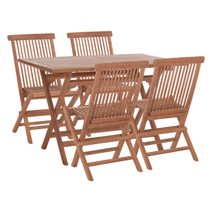 Outdoor Dining Set 5pcs Foldable Eris Hm10919 Teak Wood In Natural