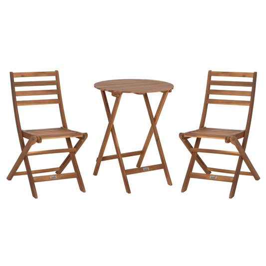 Outdoor Dining Set 3pcs Foldable Muyen Hm10977 Acacia Wood In Natural