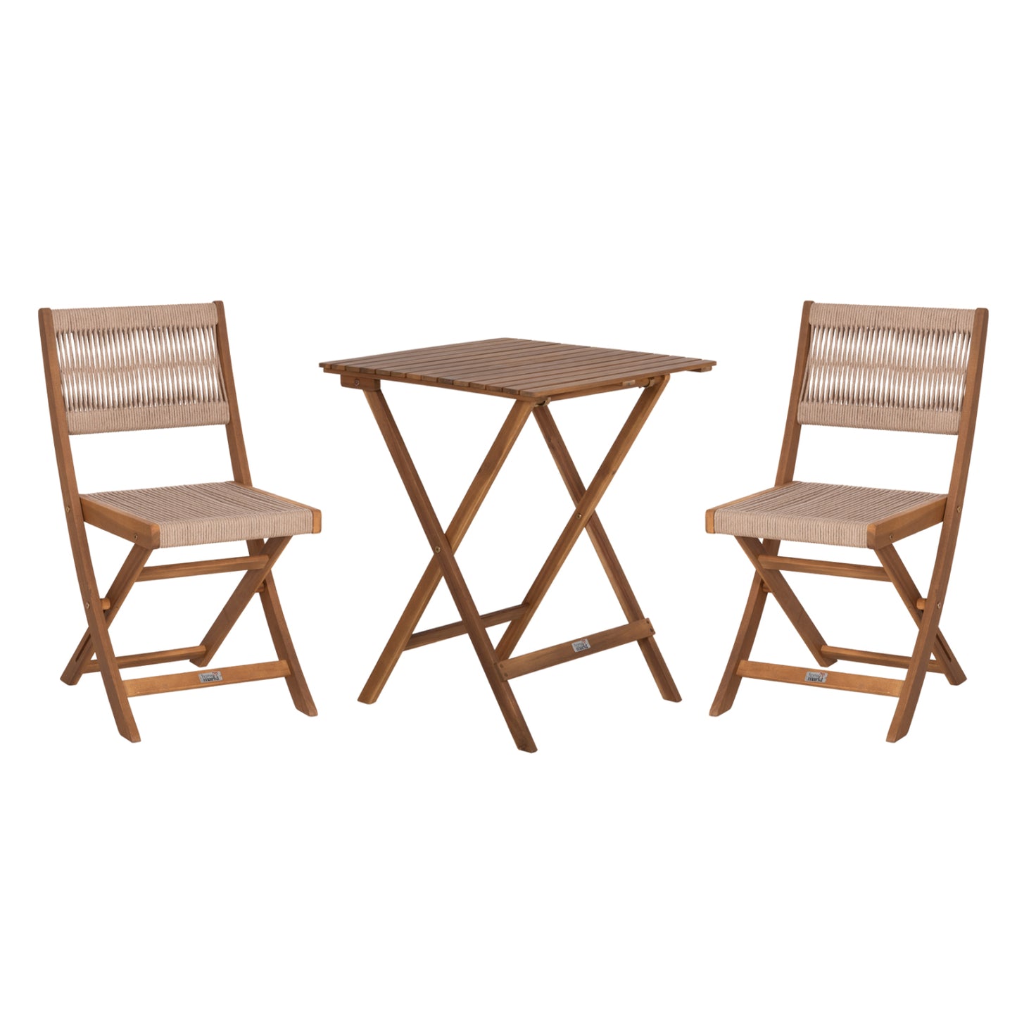 Outdoor Dining Set 3pcs Foldable Sigge Hm10979 Acacia Wood In Natural