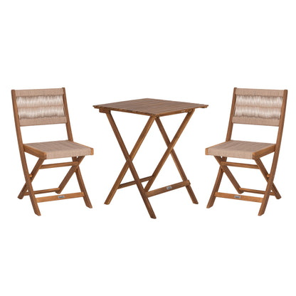Outdoor Dining Set 3pcs Foldable Sigge Hm10979 Acacia Wood In Natural