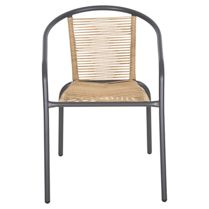 Outdoor 3pcs Dining Set Lima Hm10879.02 Metal In Grey & P.e.rattan In Natural (round)
