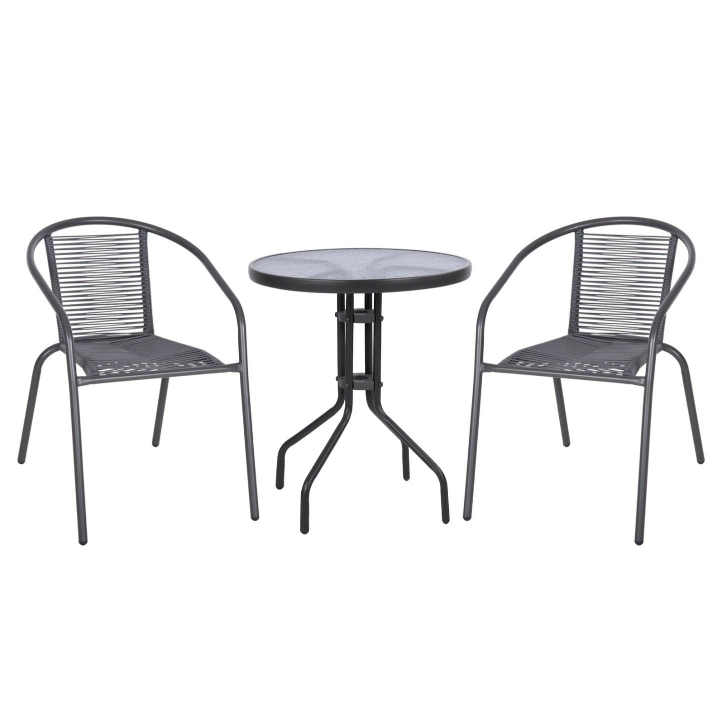 Outdoor 3pcs Dining Set Lima Hm10879.01 Metal & P.e.rattan In Grey (round)