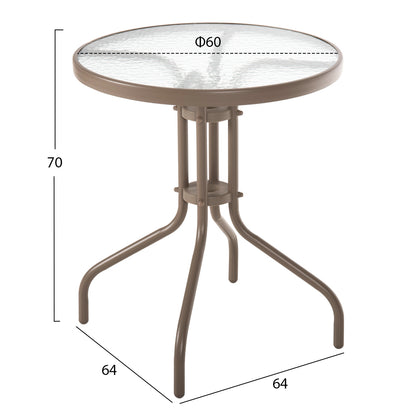 Outdoor 3pcs Dining Set Lima Hm10881.04 Metal & Textilene In Champagne Color (round)